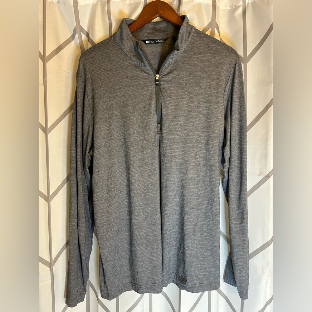Travis Mathew Charcoal Long Sleeve Half-Zip Shirt